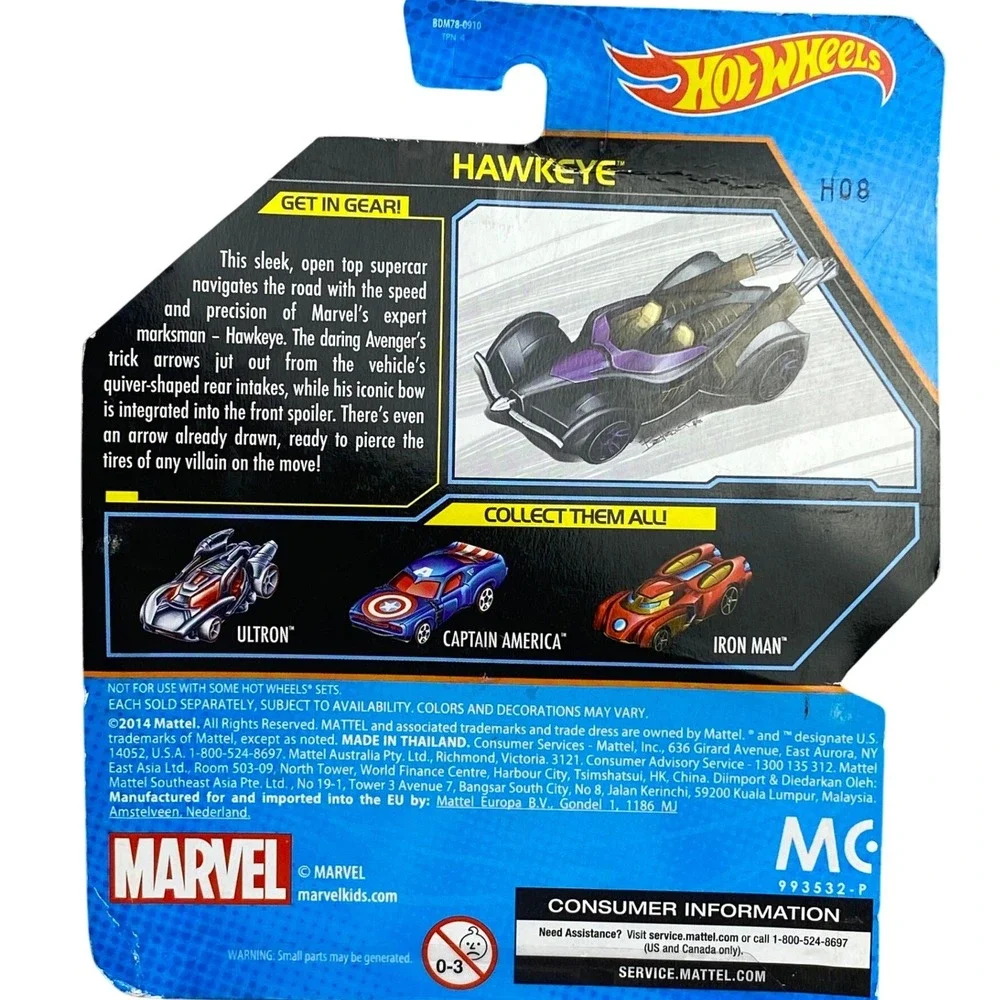 Lot of 2 Hot Wheels Marvel Hawkeye & War Machine‎ Collectible NIP